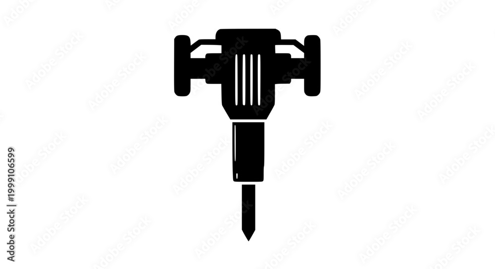 Fototapeta premium Black jackhammer icon or pneumatic drill symbol isolated on white background