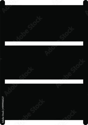 Black silhouette of a radiator with three horizontal heating representing warmth, comfort, and home heating systems, isolated on a white background.keywords: radiator, heater, heating, warm