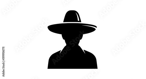 Man wearing a sombrero hat silhouette vector icon