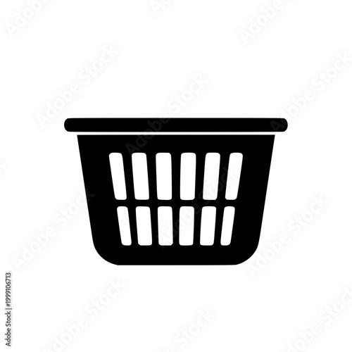 Laundry basket icon black silhouette vector illustration