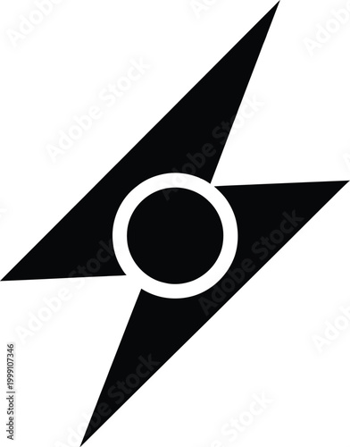 Lightning bolt, sharp edges, high contrast.