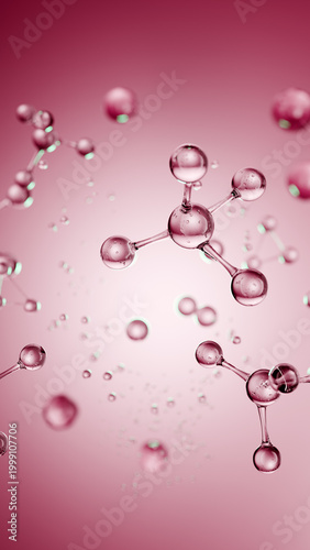 red molecules float in space showing structure and connection in a scientific representation of chemical compounds