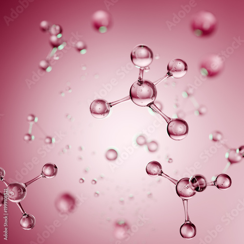 red molecules float in space showing structure and connection in a scientific representation of chemical compounds