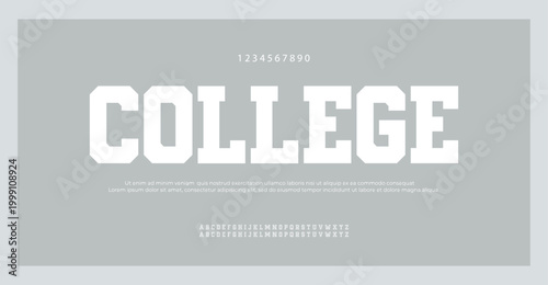 Classic college font. Vintage sport font in american style for football, baseball or basketball logos and t-shirt. Athletic department typeface, varsity style font