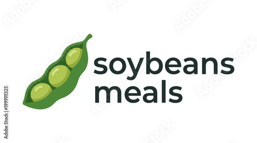 Soybeans Meals logo features a vibrant display of organic soybeans, emphasizing the importance of healthy eating with a fresh and modern design appealing to health-conscious consumers.