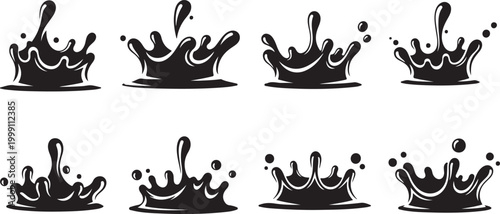 Set of eight black silhouette hand gestures icons Vector