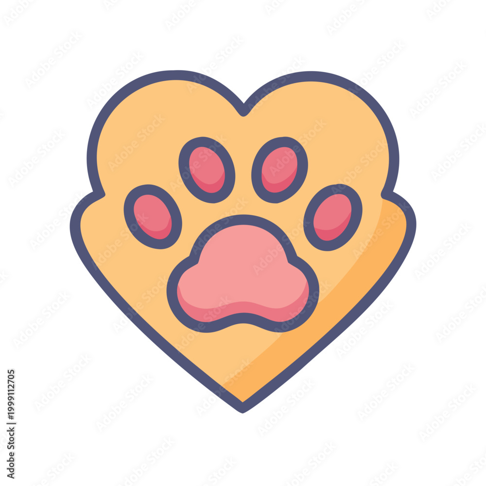 Obraz premium Stylized Heart Paw Print Icon on a Black Background
