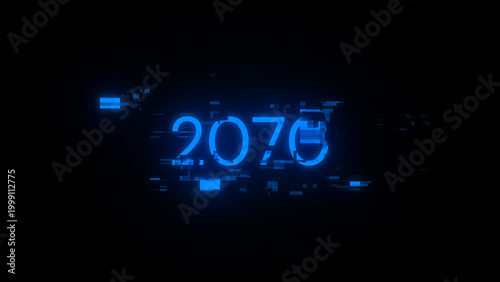 Tableau sur toile Futuristic digital display showing the year two thousand seventysix with glowing