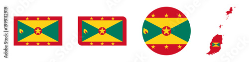 Free Download grenada circular, grenada rectangular, and grenada map flag flat icon - GFXLoad