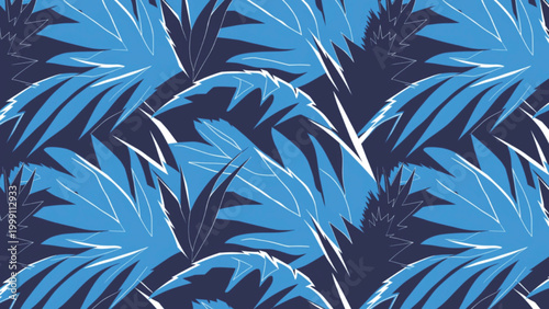 Tropical palm tree illustration palm leaves abstract brush stroke background