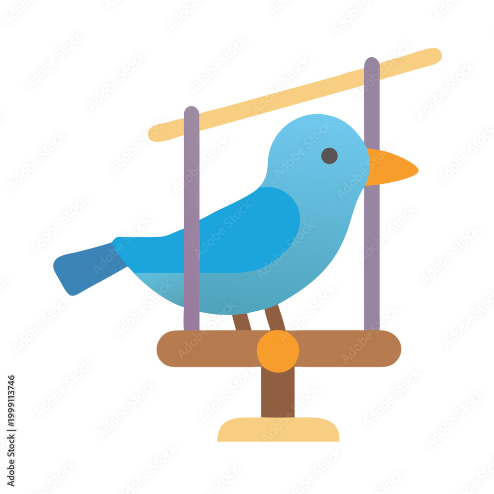 Fototapeta premium Stylized flat illustration of a bird on bird feeder