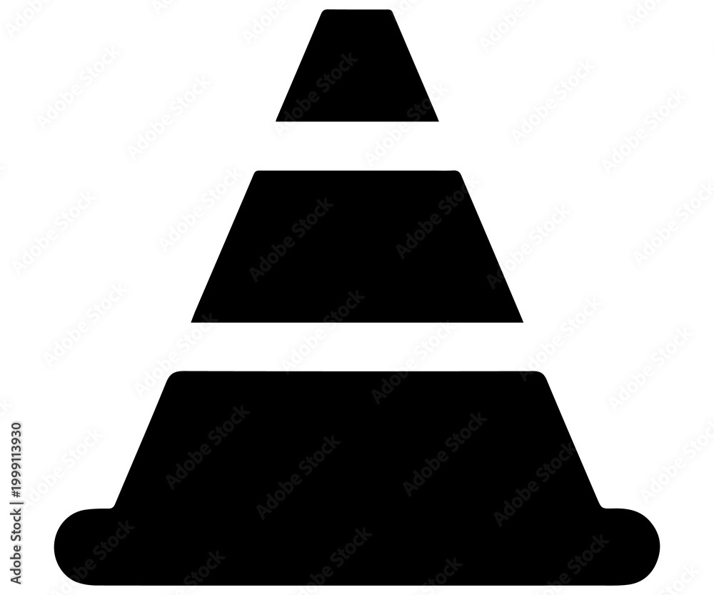 Obraz premium Traffic cone silhouette vector icon for road safety .