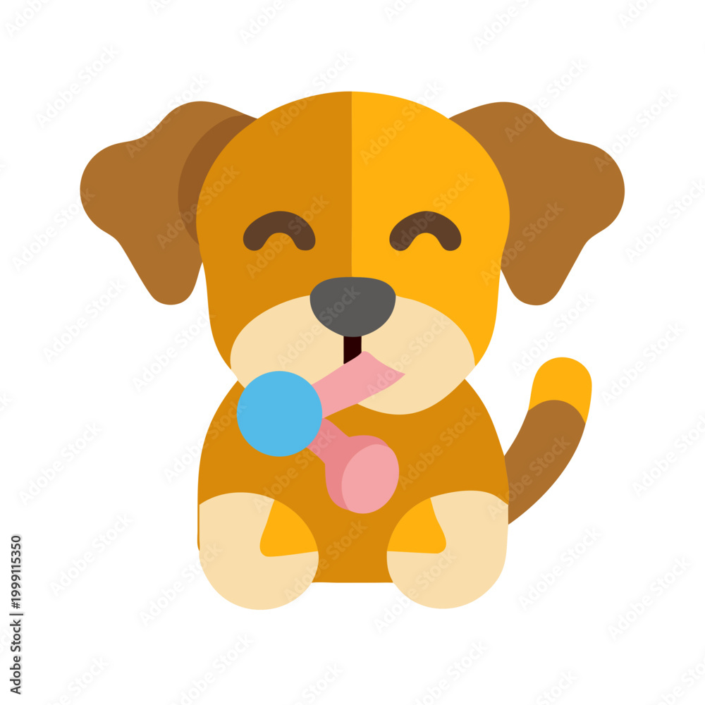 Obraz premium Cute puppy with bone flat vector illustration design