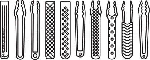 Black and white vector icons set of nail files and clippers Vector