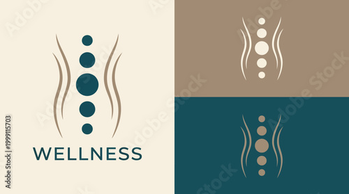 This serene logo features smooth, flowing shapes and circles conveying a sense of wellness, healing, and holistic approaches to health and personal care.