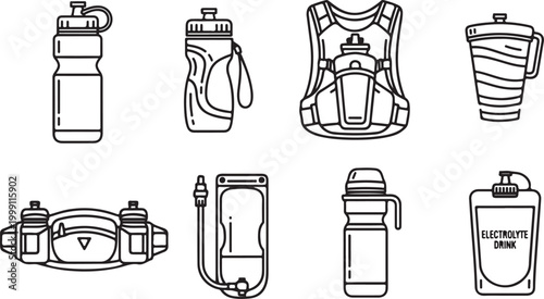Collection of vintage style drink containers and bottles vector icons Vector