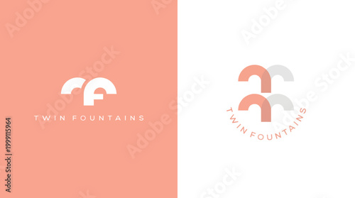This elegant logo design showcases twin fountains, representing harmony and balance through unique shapes and a soft color palette that appeals to design sensibilities.