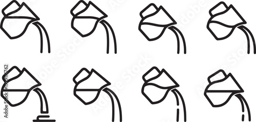 Fashion accessories black handbags flat icons set vector Vector