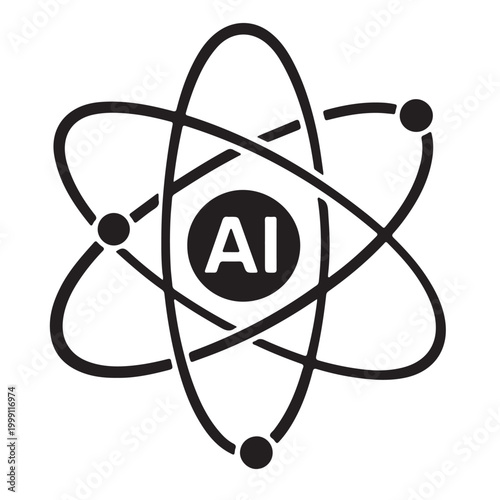 AI Atom Icon – Minimalist Tech Symbol