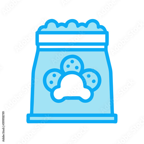 Light Blue Bag of Pet Food Icon on Black