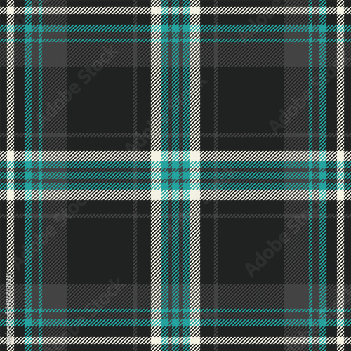 Girly textile vector check, lined pattern seamless background. Lumberjack plaid tartan fabric texture in black and grey colors.