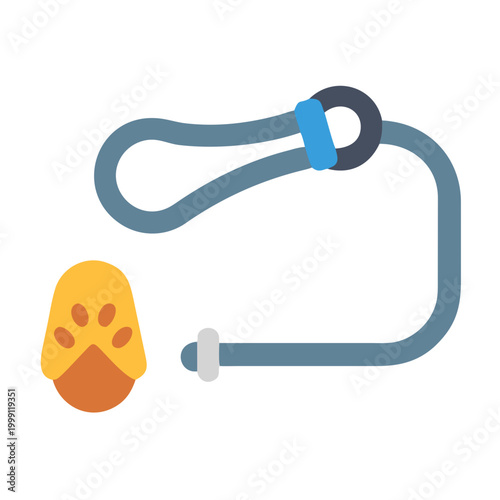 Stylized dog leash and pendant isolated on black background