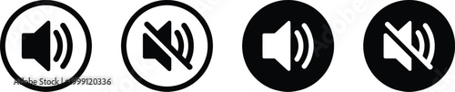 No speaker sound or keep silence red circle sign and green allowed vector icons, featuring mute and unmute volume button symbols, volume allow and prohibit signs. No speaker sound or keep silence icon