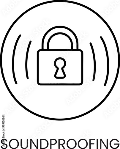 Soundproof icon in black solid style. linear symbol. Audio, noise reduction, normalization icon set in black color on white background. ANC system signs collection. Audio, noise reduction. 