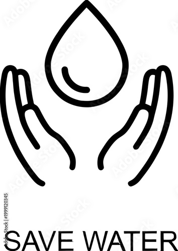Save water icon, element icon for design branding, print, and digital media. save water. Hand holding water drop icon. Line, glyph and filled outline colorful version. save water icon.