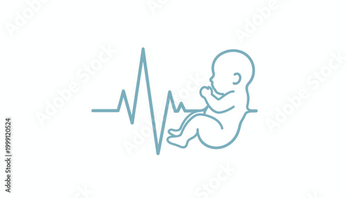 Heartbeat Baby Shape Medical Flat Icon