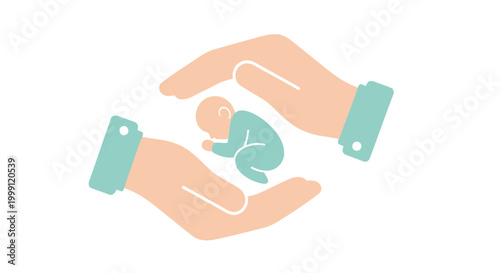 Hands Protecting Baby Midwife Care Flat Icon