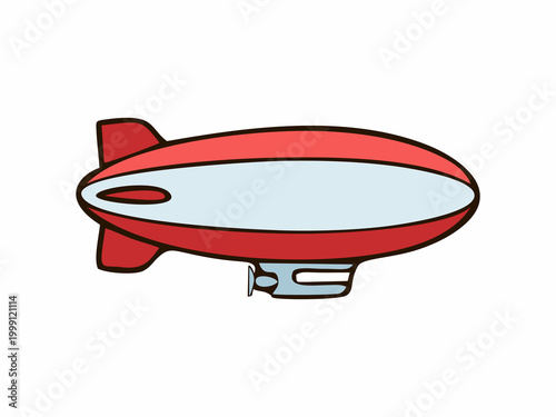 ​Vector Illustration of a Red and White Cartoon Blimp Airship Isolated on White Background