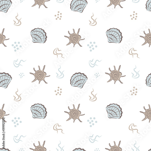 Coastal Seashell Seamless Pattern