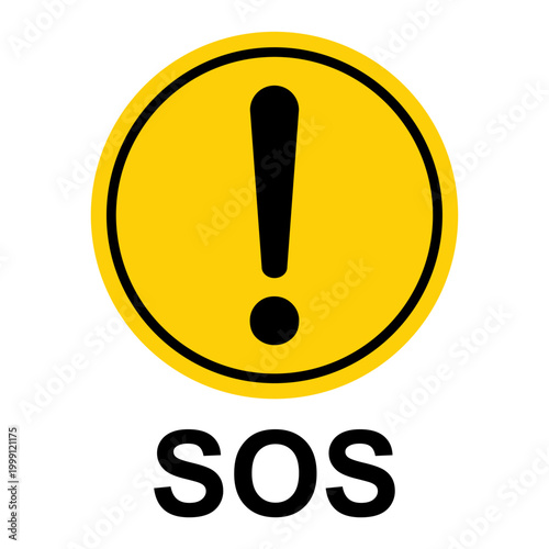 SOS help icon, safety support alert flat design, save vector illustration .