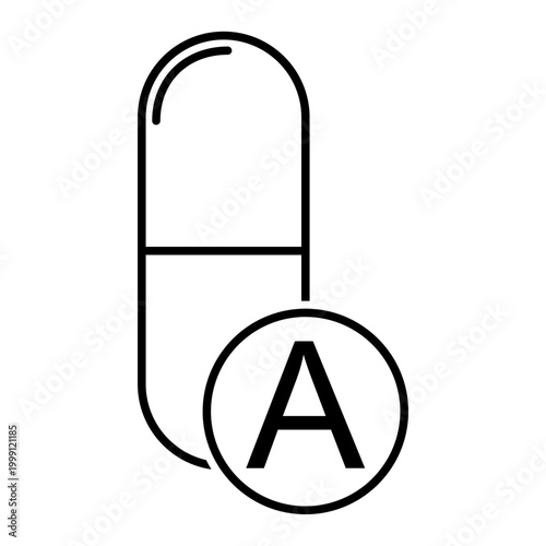 Vitamin A icon, healthy medicine pill supplement symbol, complex mineral vector illustration .