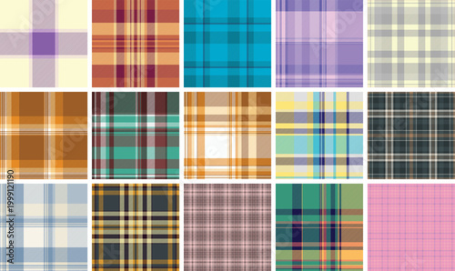 Plaid pack perfect for summer blankets, picnic spreads, and tote bags. Seamless vector patterns support fabric, print, and digital projects.