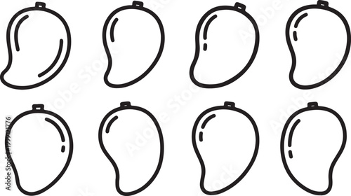 Set of eight black heart shaped icons isolated on white Vector