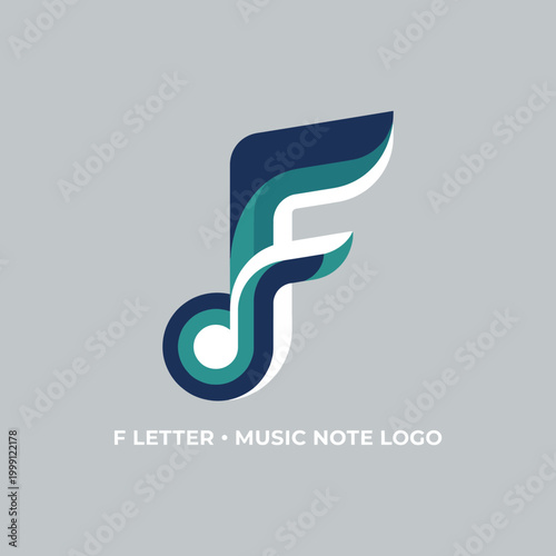This modern logo combines the letter 'F' with a music note, making it perfect for music-related businesses aiming for a stylish and professional look that resonates with artists.