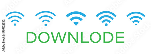 A stylized download icon with wifi signals and the word downlode in green text on a white background