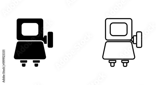 Black and white icons of old television sets with antenna