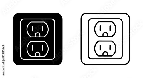Electrical outlet icons in black and white