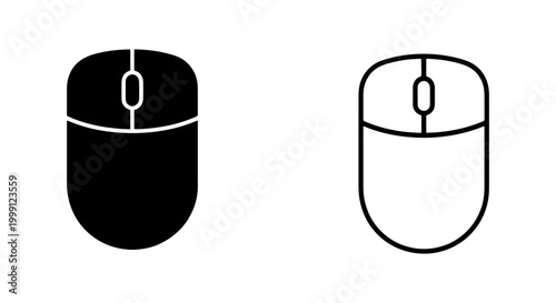 Two computer mice in black and white on a pure for design elements