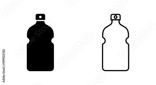 Black and white plastic bottle icons for design use