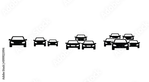 Set of car icons representing traffic and transportation