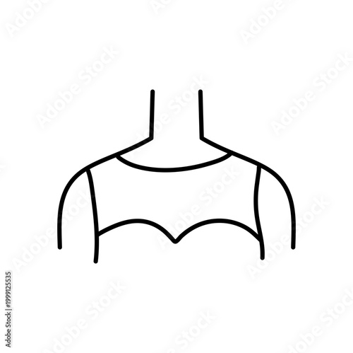 Women Neckline Styles Vector Illustration, Minimal Fashion Top Outline design.