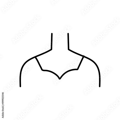 Women Neckline Styles Vector Illustration, Minimal Fashion Top Outline design.