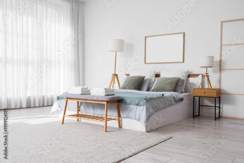 Interior of hotel room with...