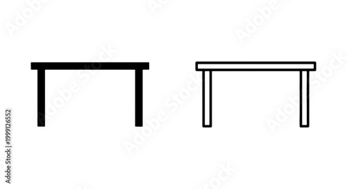 Two simple table icons in black and white on a plain background for design elements