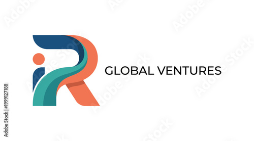 This artwork represents a modern logo design for a global ventures company, emphasizing collaboration, innovation, and a bright future in business.