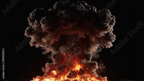 Massive orange fireball explosion against a black background